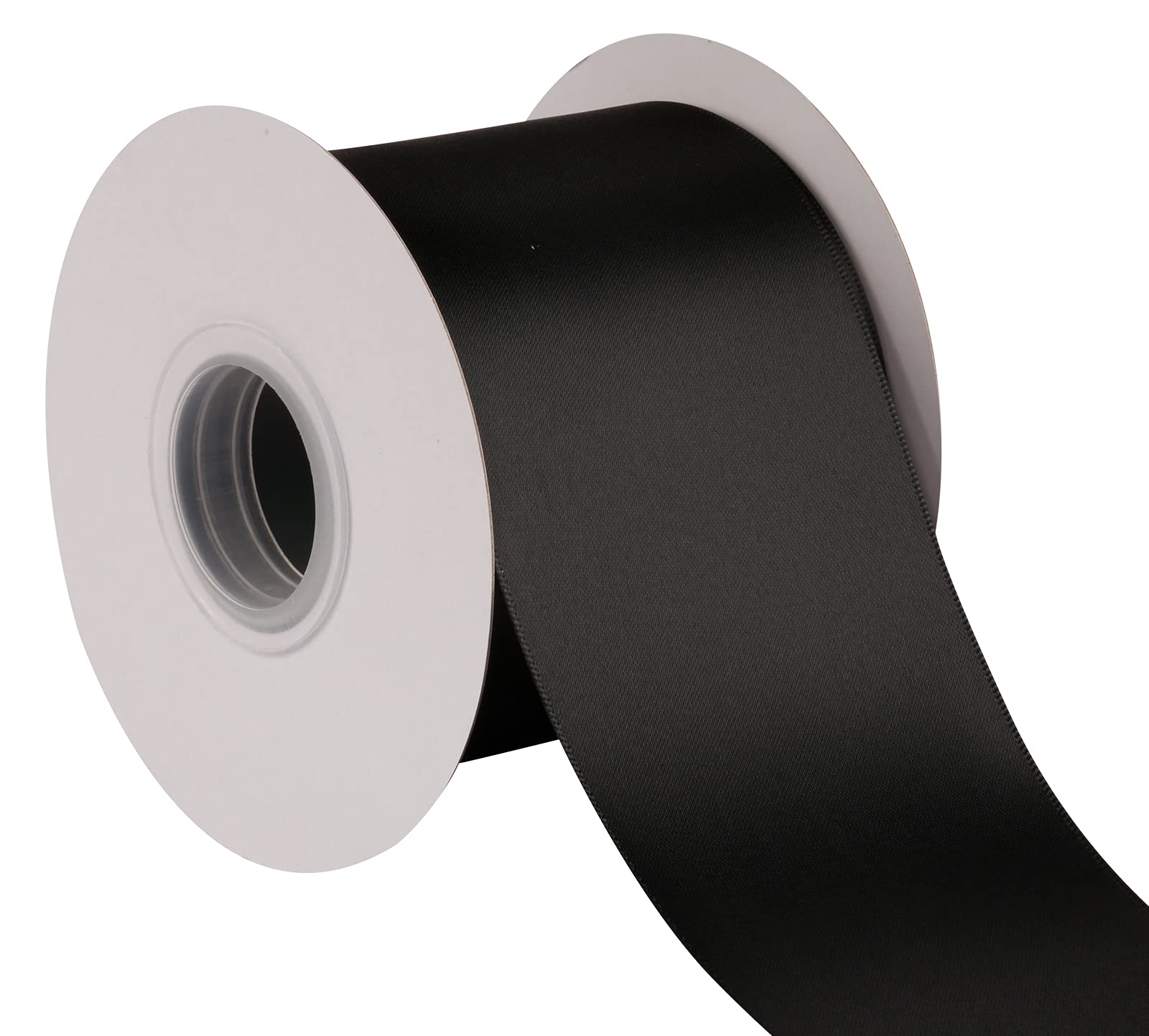 Joycrosso 75mm Double Faced Satin Ribbon 22 Meters-Roll Set for Chair Sash Gift Wrapping Party Favor Home Decoration Craft Supplies, Black
