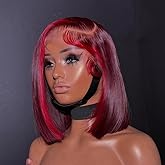 koinu Highlight Red 99J Bob Wig Human Hair 180 Density 13x4 Lace Front Wigs for Women Burgundy Transparent Lace Frontal Strai