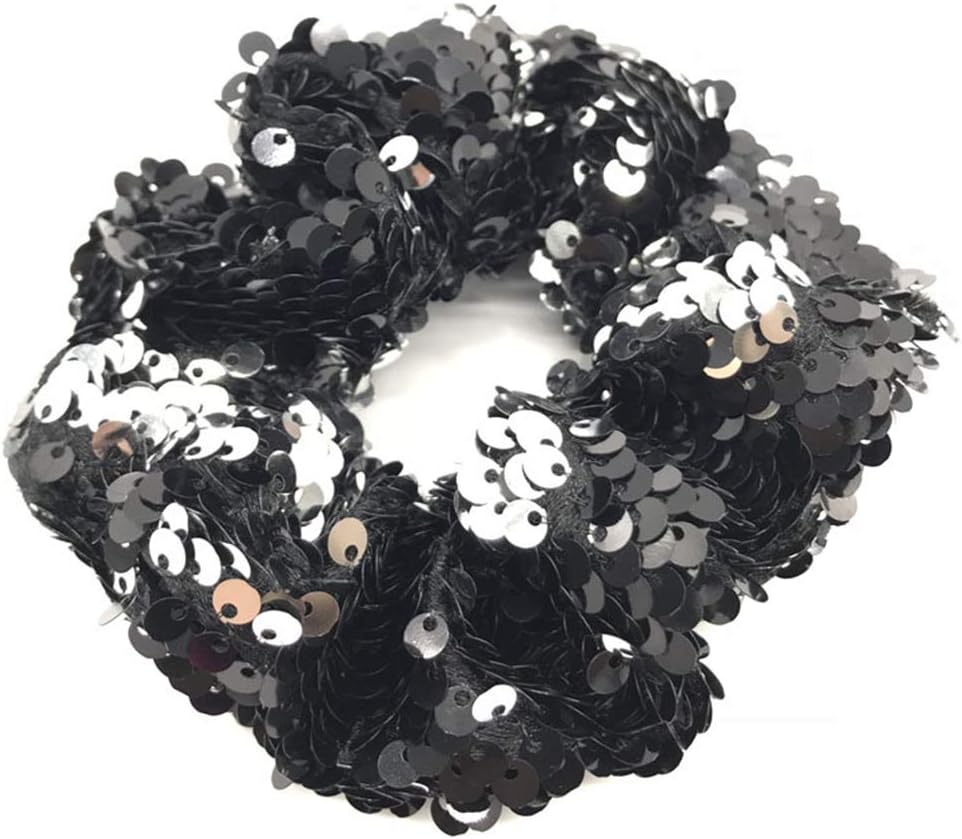 Lurrose 12pcs Sequins Hair Tie Flash Double Elastic Ponytail Holder Stretch Hair Tie for Women Girls Random Color - Image 4