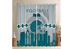 Erosebridal Football Curtains 38x54 inch,Sports Window Curtains,Rugby Team Window Treatments,Football Shades Drapes 2 Panels for Living Room,