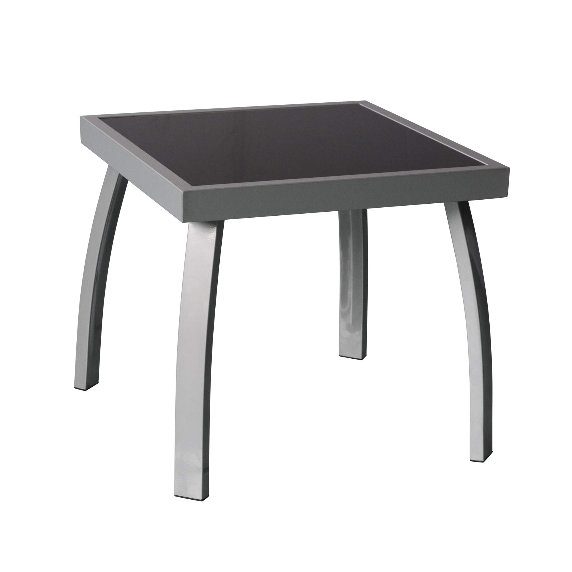 Jarder Garden Coffee Side Snack Table | Square | Aluminium & Tempered Glass | Patio Outdoor