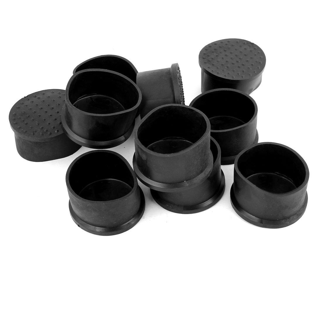 sourcing map 10 Pcs Black Rubber Flexible Round End Cap Round 50mm Foot Cover