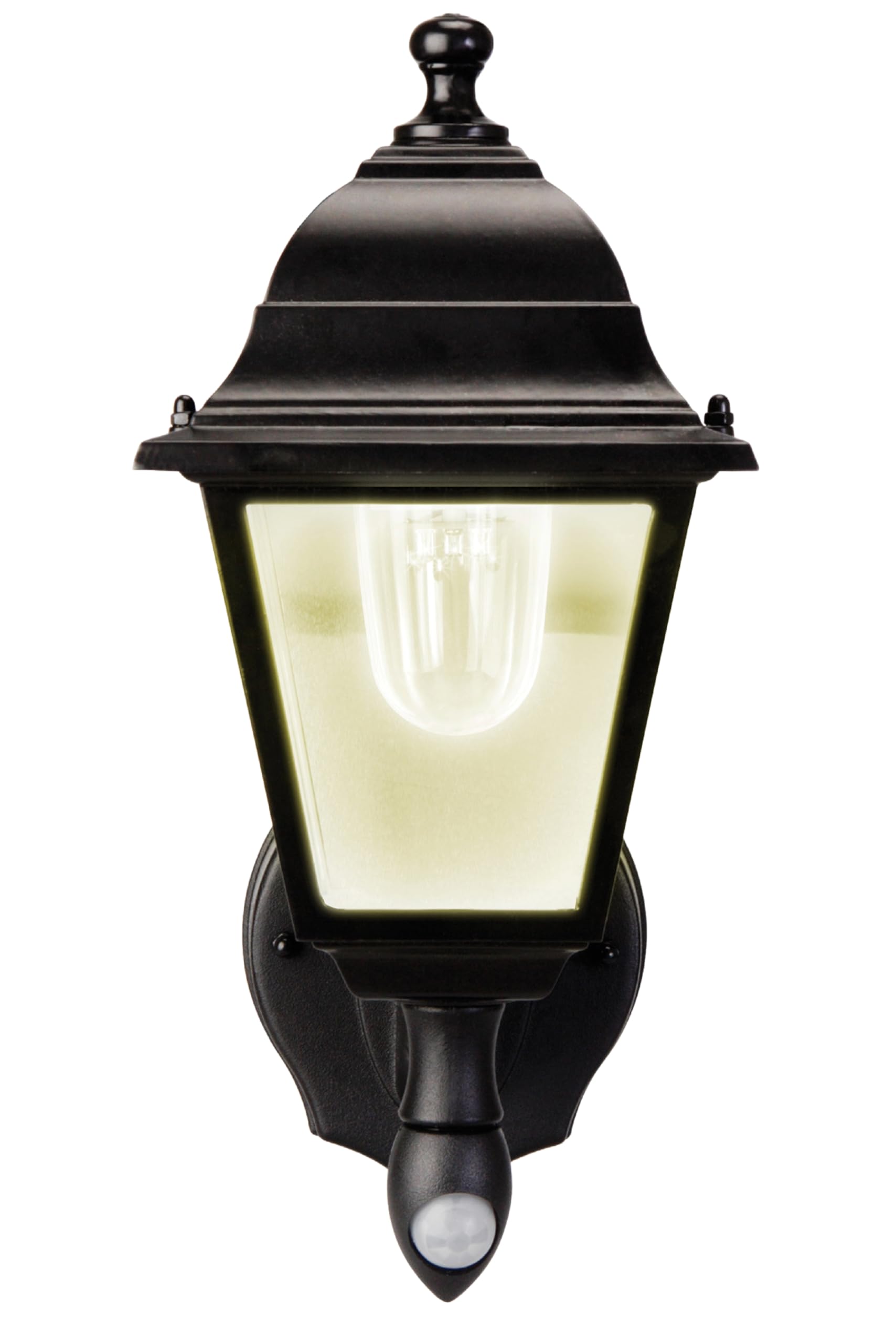 Photo 1 of Maxsa 43319 Premium Battery-Powered Motion-Activated Decorative Outdoor Warm White LED Wall Sconce Lighting Fixture, Metal Housing, Black