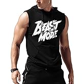 Amussiar Men's Workout Hooded Tank Tops Sleeveless Gym Training Hoodies Bodybuilding Muscle Cut Off T Shirt