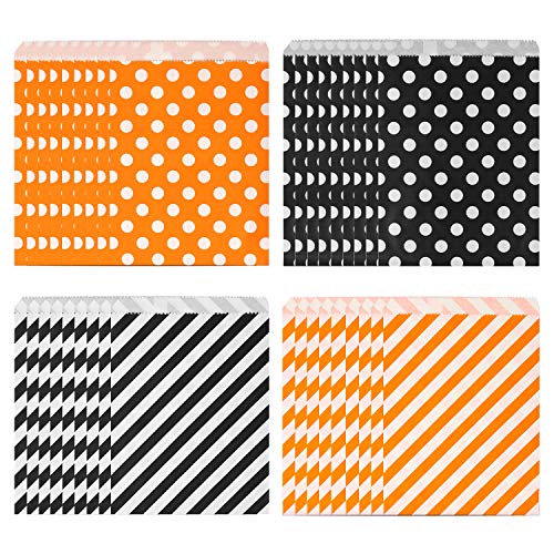 100 pieces Halloween Treat Bags Trick Treat Paper Bags Halloween Party Favor Goody Bags Gift Bags Candy Bags