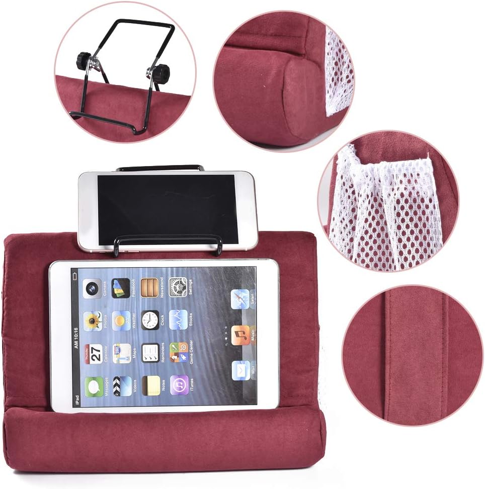 Tablet Stand Pillow, Book Couch Pillow Stand, Tablet Wedge Holder, Multi-Angle soft pillow multi lap pillow stand, Portable Triangle Tablet Stand for Tablets, eReaders, Smartphones, Books