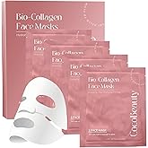 COCOBEAUTY Collagen Sheet Mask – Hydrating Korean Face Mask for Fine Lines & Anti-Aging, Deep Moisture, Radiant Skin Boost, Bio-Collagen Facial Masks (4 Pack)