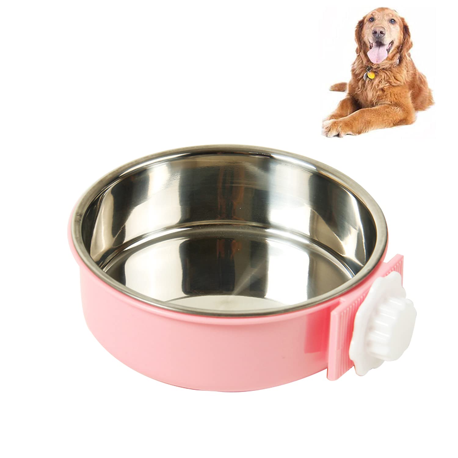 SUOXU 2-in-1 Dog Crate Bowl, Stainless Steel - Hanging Bowl for Small, Medium & Large Dogs