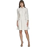 Tommy Hilfiger Womens 3/4 Sleeve Collared Zip Front Mini Shirt Dress