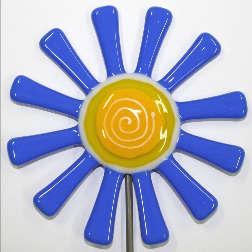 Amazon Com Glassworks Northwest Bright Yellow Daisy Flower Stake Fused Glass Garden Art Handmade