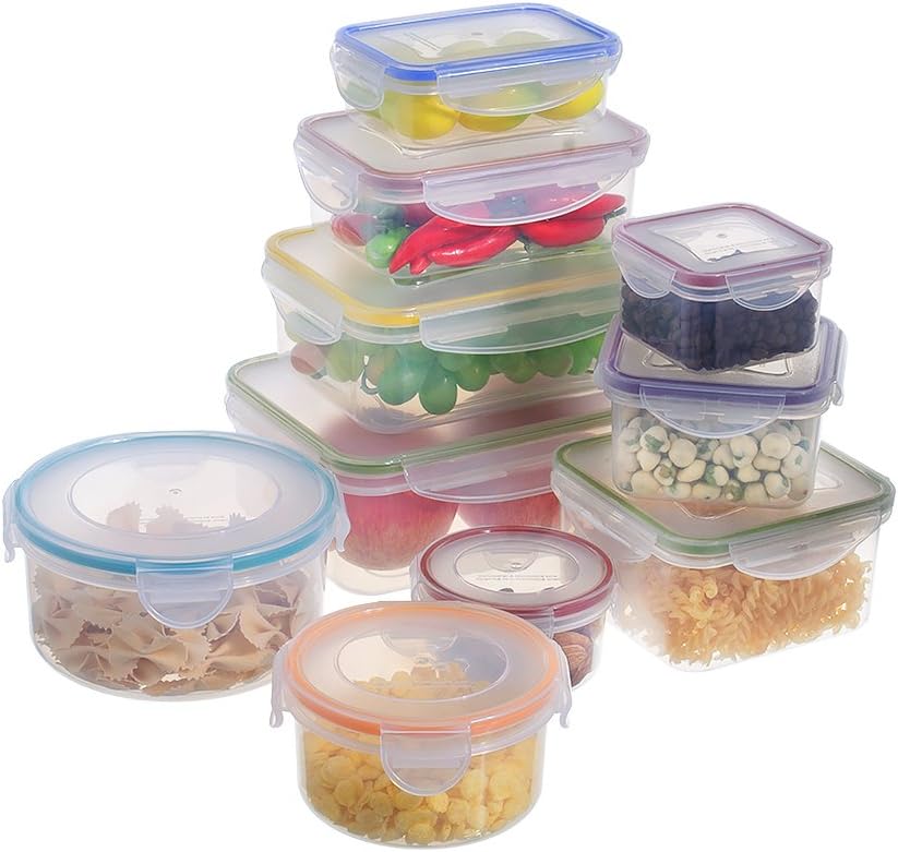 ColorSpring Food Storage Containers with Locking Lids, Nested, Big Size (10pcs set)