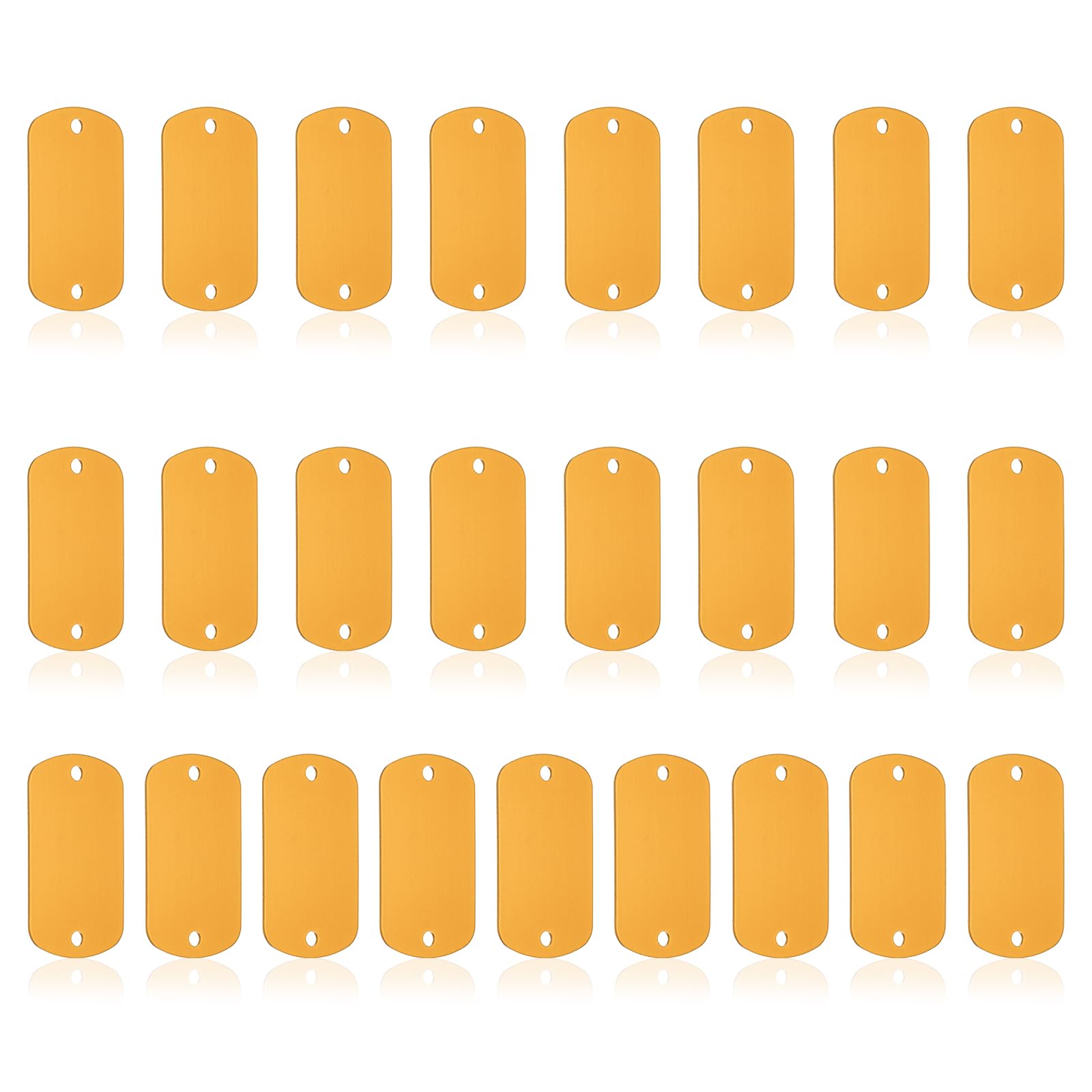 PATIKIL 25pcs Metal Stamping Blanks, Rectangle Stamping Tags Blanks Aluminum Plate DIY Name Tags 5x3cm Metal Engraving Blanks 2 Holes for Laser Engraving Stamping Craft Dog ID Tags, Yellow