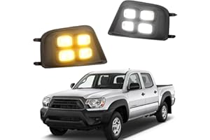 KEEFORTHEWIN Led Fog Light Daytime Running Lights Compatible with Toyota Tacoma 2012 2013 2014 2015 with White DRL Lamps/Amber Turn Signals Parts and Accessories
