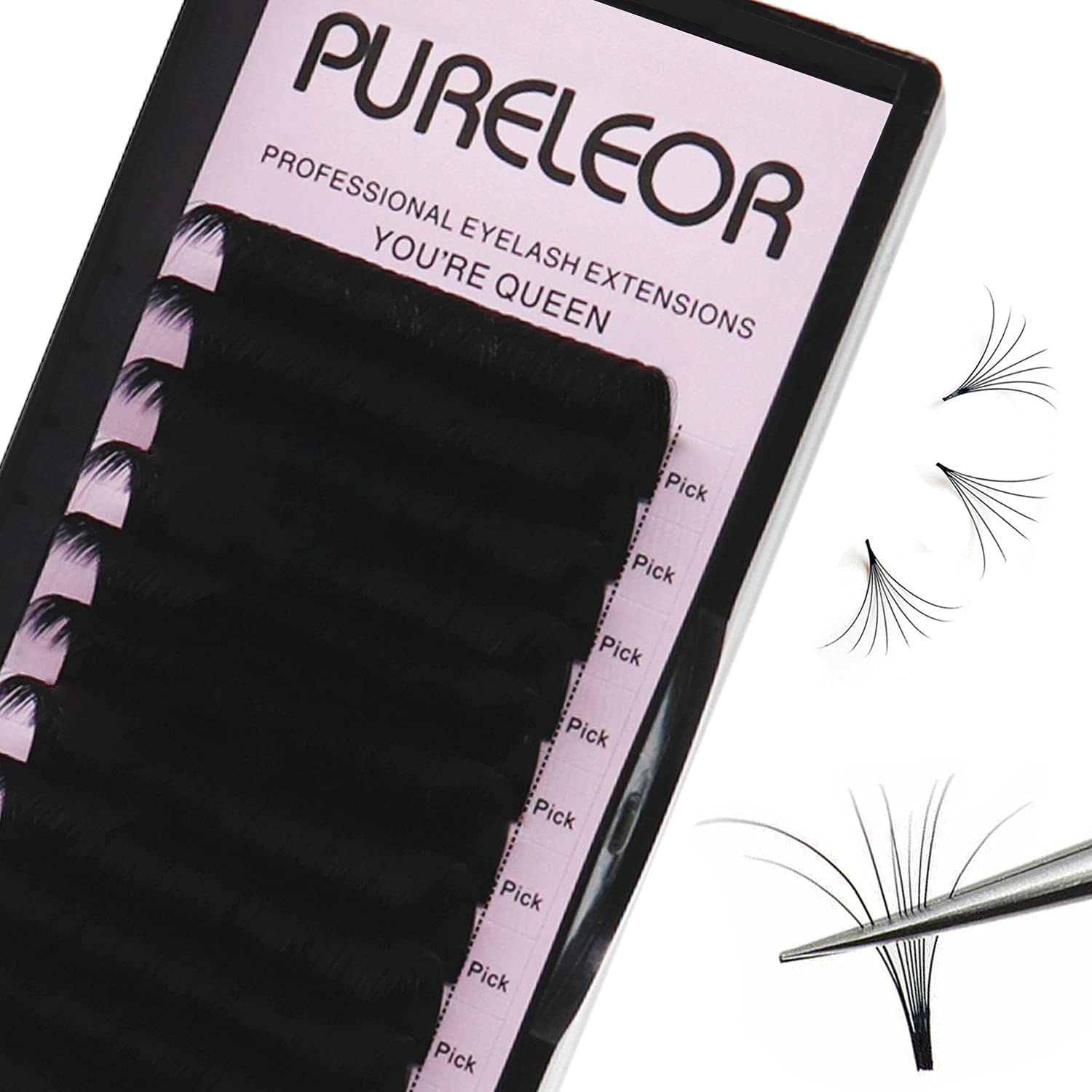 Easy Fan Russian Lashes 0.07C Single Tray 19mm 2-20D Volume Self Fanning Individual Lash Extensions（0.07c-19mm）