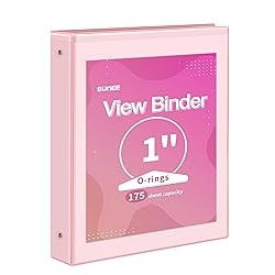 SUNEE 3 Ring Binder 1 Inch 1 Pack, Clear View