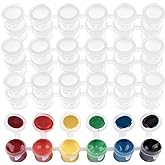 BAGTeck 36 Empty Paint Pots with Lids, 5 ml/0.17 OZ Clear Empty Storage Paint Containers, Mini Painting Cup Arts Crafts Containers for Summer Camp Kids Classrooms Schools Art Festivals etc