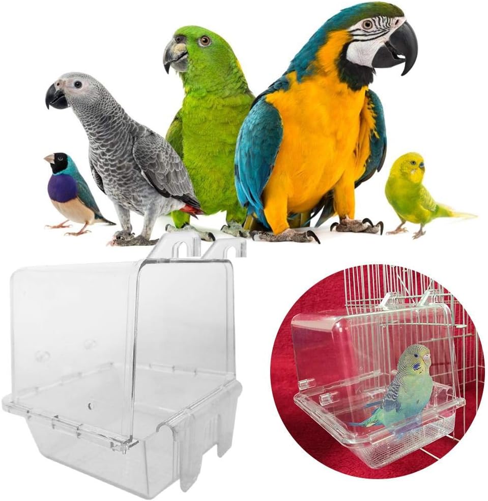 Parrot Bathtub Acrylic Harmless Bird Bath Cube Portable Bath Shower Box Hanging Bird Bathing Supplies Cage Accessories