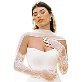 SAWINDA Long Lace Wedding Gloves Bridal Sheer Gloves White Elbow Length Tulle Glove Lace Bridal Hand Accessories for Women Prom Dinner Party