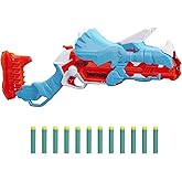 Nerf DinoSquad Tricera-Blast Dart Blaster, 12 Nerf Elite Darts, Kids Outdoor Toys, Dinosaur Toys for 8 Year Old Boys and Girls and Up, Triceratops Design