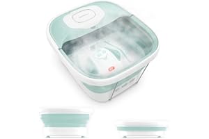 Homedics Smart Space Elite Footbath with Heat Boost, Collapsible, Invigorating Bubble Massage, 3 Pedicure Attachments, Safe to Use Bath Salts, Patented Safety-Lock System, Ergonomic