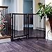 WELLAND Freestanding Wood Pet Gate with Walk Through Door Espresso, 88-Inch Width, 32-Inch Height (Set of Support Feet Included)