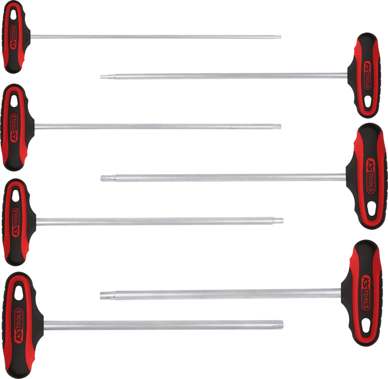 KS Tools Plastic 158.5050 ERGOTORQUEplus T-Grip Ribe Allen Key Set, 7 Pieces M4 – M10