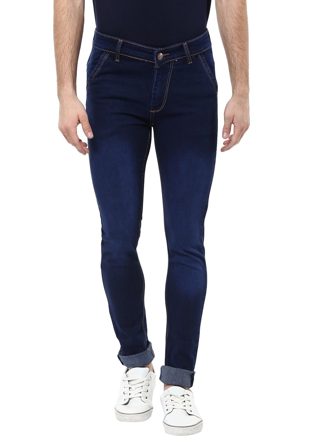 urbano fashion men's blue slim fit stretch jeans