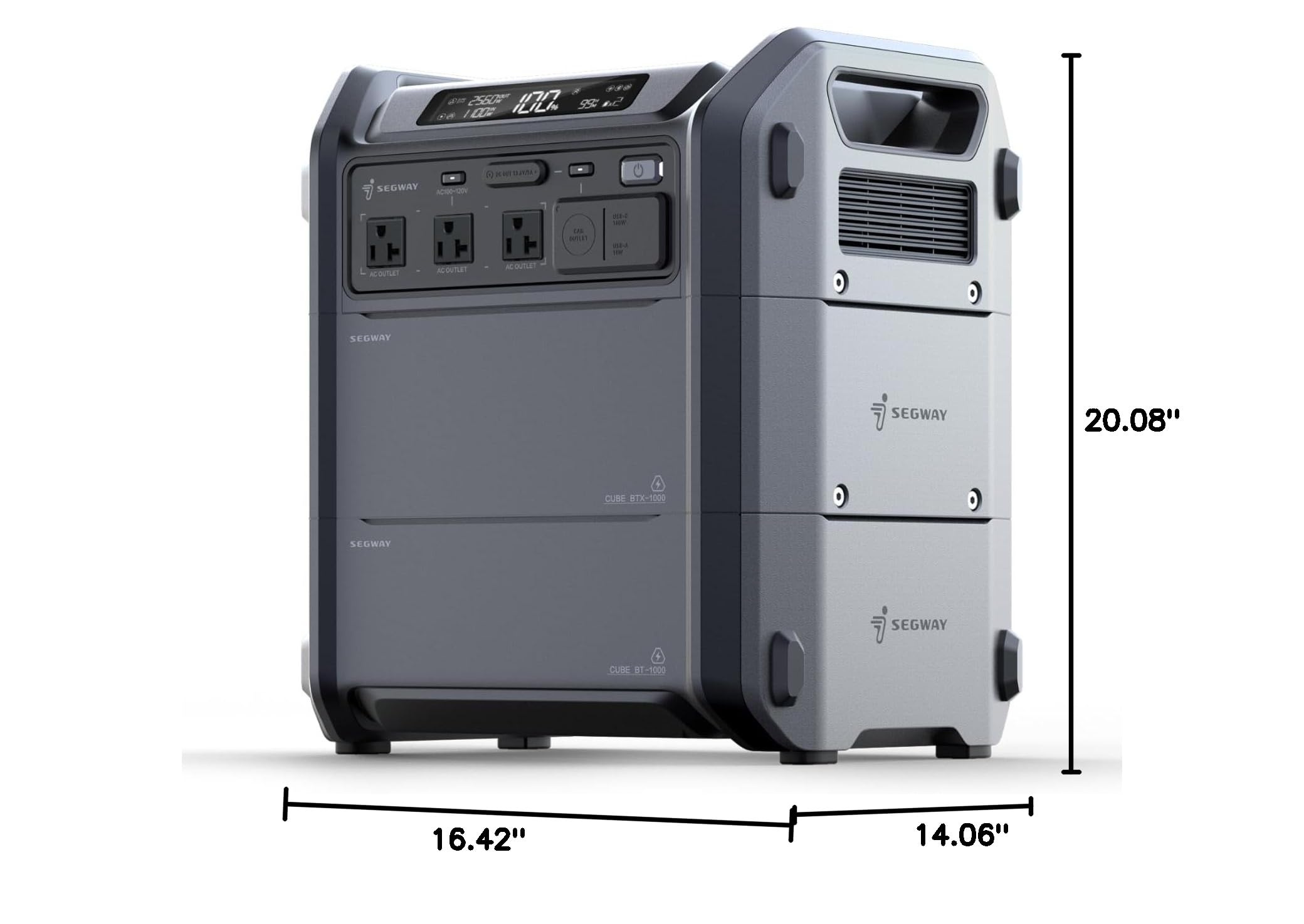 Segway Portable Power Station Cube 2000, 2200W AC Outlets, 2048Wh LiFePO4 Battery, Expandable Battery Capacity up to 5kWh Solar Generator for Camping, Home Backup, Power Outages, Off-grid