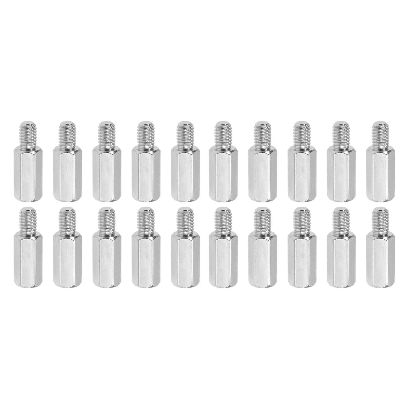 YOKIVE 20 Pcs M4 Standoff Screws, Nickel Plated Hex PCB Standoffs, Keep Height Consistent, Great for Motherboard (Silver Tone, 12mm+6mm)