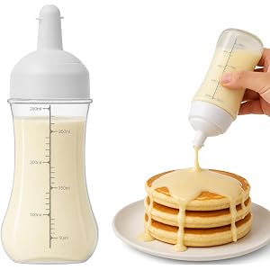 Squeeze Bottle for La Lechera Condensed Milk, Clear Graduated Dispenser, Graduated Squeeze Bottle with No-Drip Spout, BPA-Fre