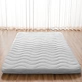 SCHNAUZER HOME Japanese Floor Mattress Futon Mattress Queen 3.5" Thick | Foldable Mattress Tatami Mat Sleeping Pad, 100% High Density Foam, Roll Up Floor Lounger Bed for Living Room RV, Grey