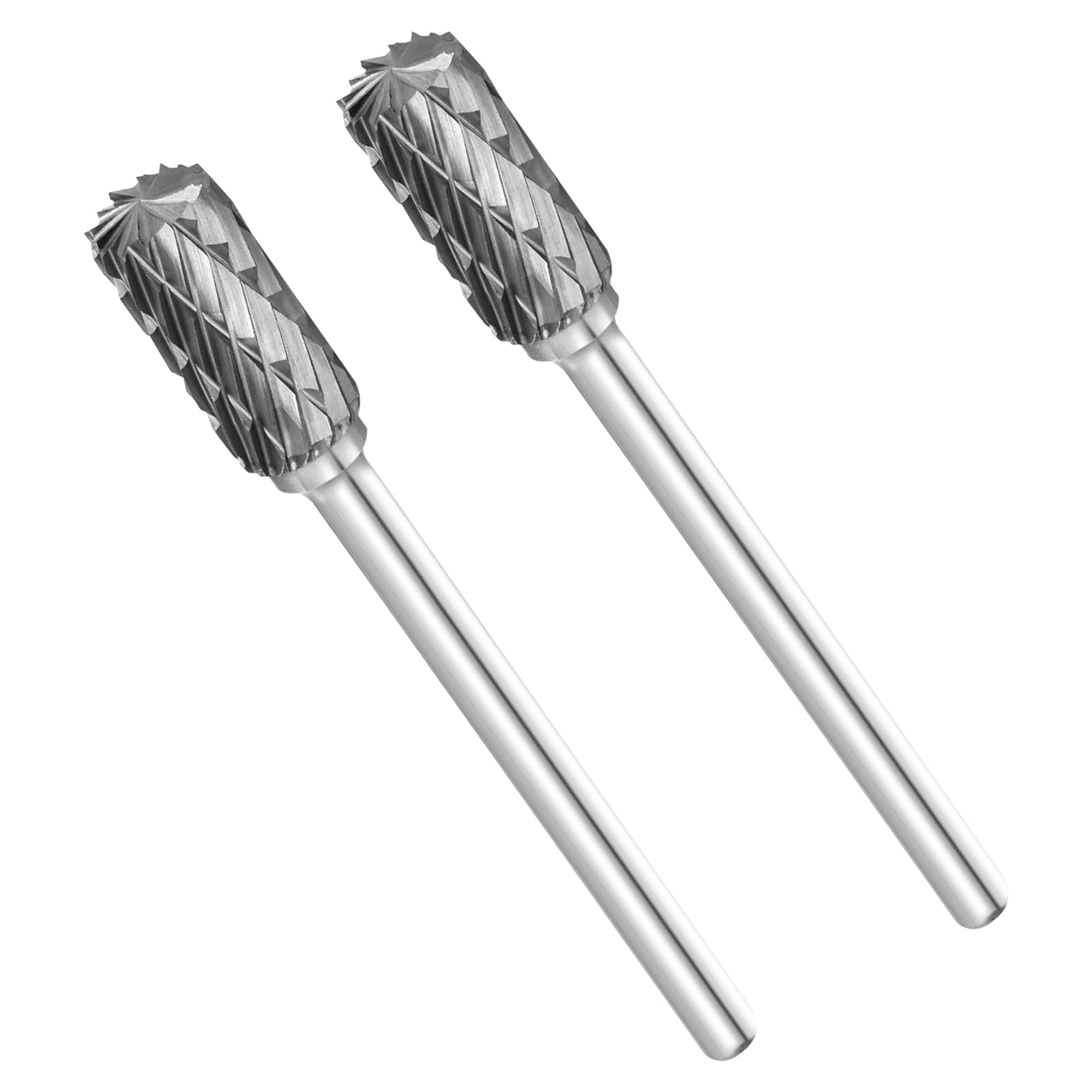 2 PCS Carbide Die Grinder Bits for Dremel Rotary Tool High Speed Double Cut Tungsten Steel Rotary Burr Drill Bit Cylindrical File Carving Tools for Plastic Wood Metal Grinding Engraving Polishing