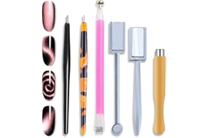 WOKOTO 6Pcs 3d Cat Eyes Magnet Magnetic UV Gel Nail Polish Magnet Pens Set Flower Ombre Design Double Head Magnet Stick Manicure DIY Tools Nail Magnet For Cat Eye Designs Wands