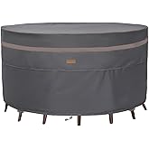 Garden Balsam Heavy Duty Waterproof Patio Furniture Covers,Fade Resistant Round Outdoor Table and Chair Covers Large Round 84"Diax28"H Dark Grey