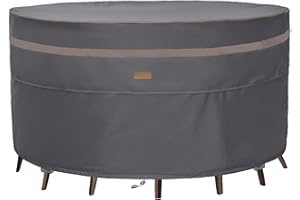 Garden Balsam Heavy Duty Waterproof Patio Furniture Covers,Fade Resistant Round Outdoor Table and Chair Covers Large Round 84"Diax28"H Dark Grey