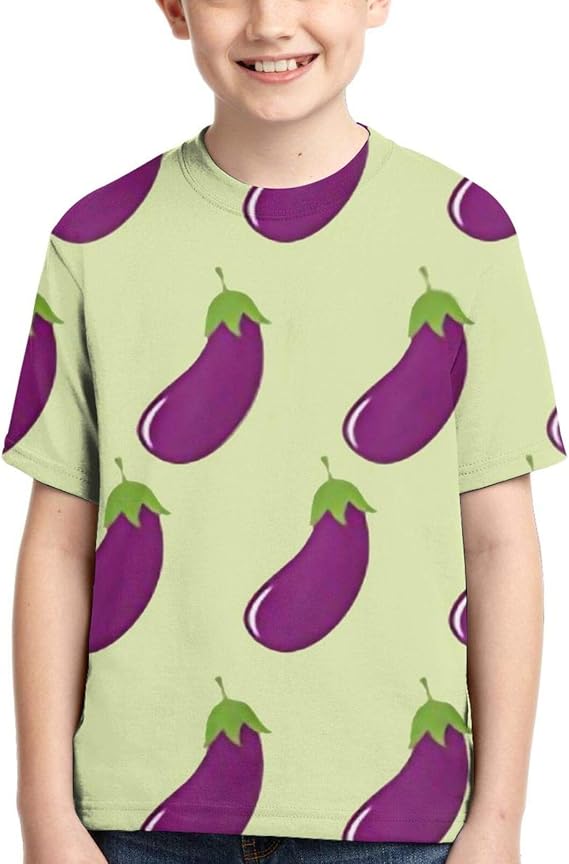 Vy32jg2 Short Sleeve Seedless Eggplant Shirts for Kids, Fashion Tunic