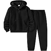 Zylvae Kid Boys' CLothes Half-Zip Hoodie Top and Sweatpants Set Fall Outfit for Ages 6-12