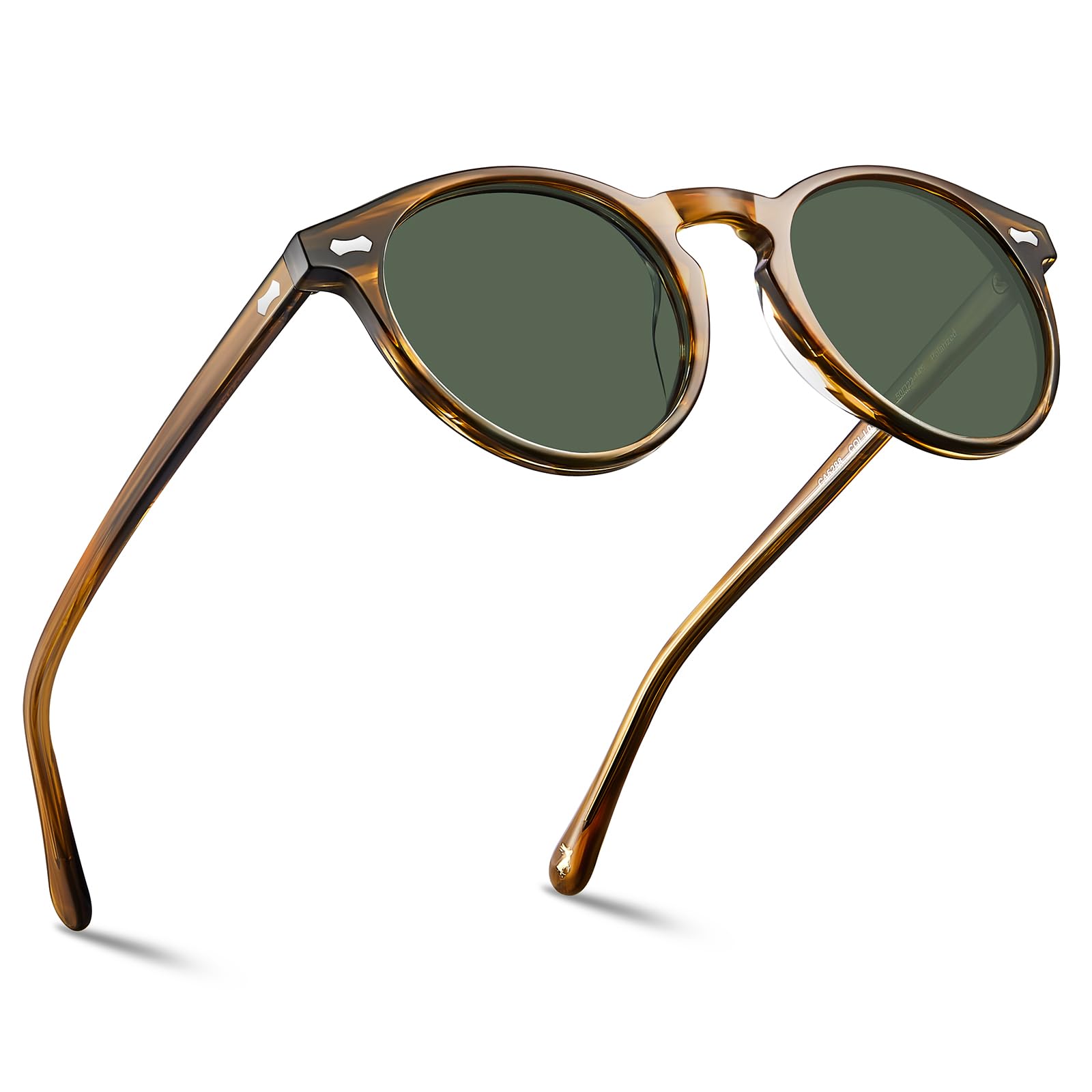 Photo 1 of *PLAIN BALCK FRAME* CARFIA Retro Polarized Sunglasses for Men UV400 Protection Handmade Acetate Round Frame CA5288L