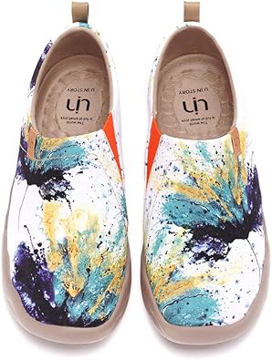 UIN Women's Lightweight Slip Ons Sneakers Walking Flats Casual Flower Art Painted Travel Shoes Oopsie Daisy