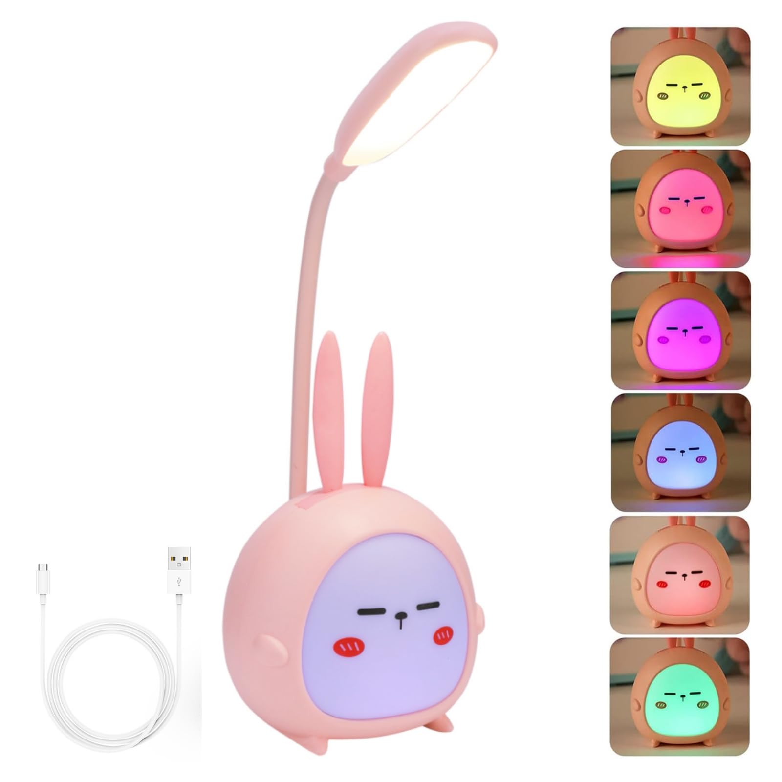 LTXDJ Kids Reading Light Pink Lamp Cute Night Light, Bedside Lamp for Kids Bedroom, Portable Small Reading Lamp USB Desk Lamp (Pink)