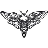OYEFLY Death Head Moth Metal Wall Decor,Black Gothic Skull Butterfly Wall Decor (style 2)