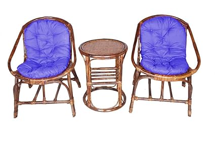 Virasat Furniture/Garden Furniture/Balcony Furniture Set for Outdoor/Indoor Use 1 Table with 2 Chairs & Cushion/Color-Brown