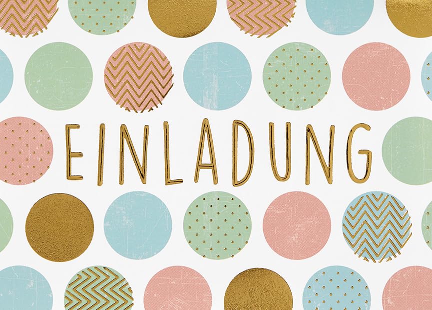 Perleberg Pack of 5 General Invitation Cards with Dots – Invitation for Celebration Birthday Wedding Christmas and Much More – Invitation Cards in 10.5 x 14.5 cm with Envelope