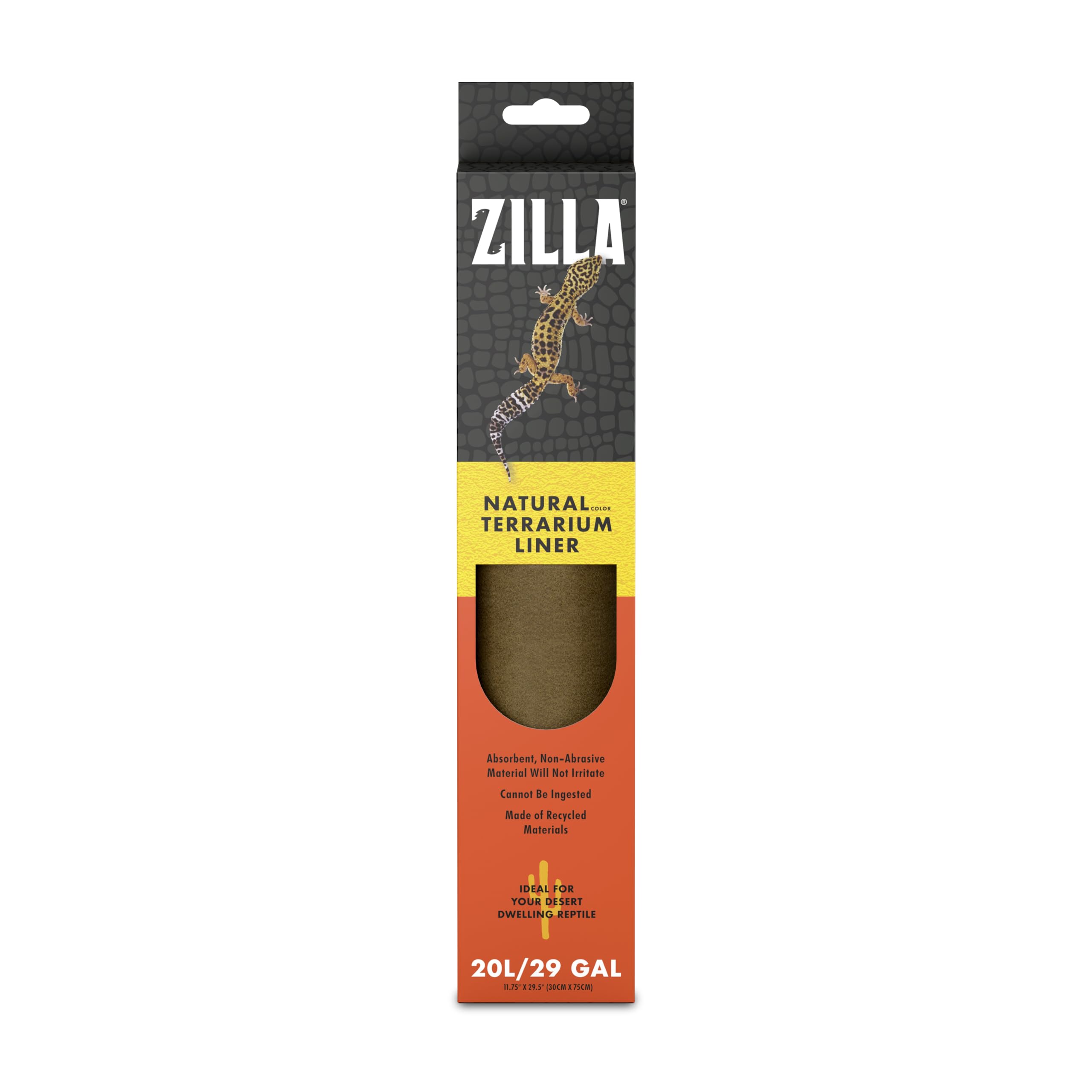 Zilla Reptile Terrarium Bedding Substrate Liner, Brown, 20L/29G