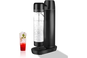 spoonlemon Sparkling Water Maker, Soda Streaming Machine for Home Use, Carbonated Water Machine with BPA Free 1L PET Bottle, Compatible with Any Screw-in 60L CO2 Exchange Carbonator, Black