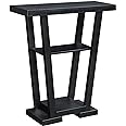 Convenience Concepts Newport V Console Modern Sofa Storage Shelves, Narrow Entryway Hall Living Room, Display Accent Table, 31.5", Black