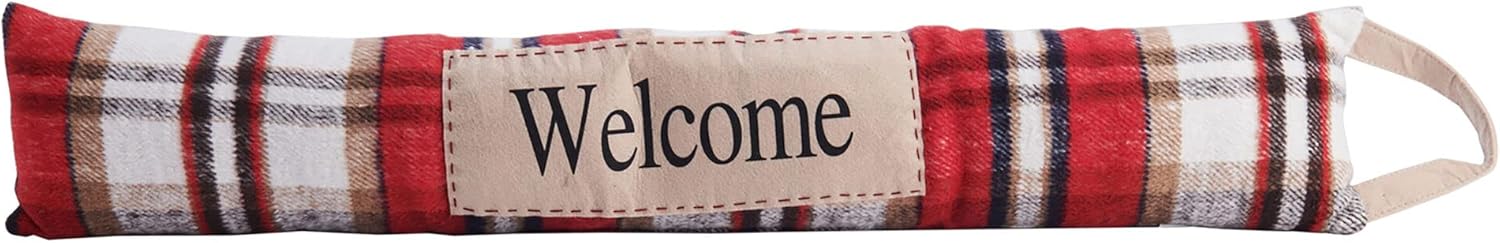 Draft Stoppers - Elements 34.65x5.12x3.15 Inch Red Plaid Welcome Fabric Draft Stopper