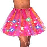 Dmaiy Light Up Dance Skirts LED Tutu Skirt Women Tutus Layered Sparkly Skirt for Rave Festival Costume Party Performance