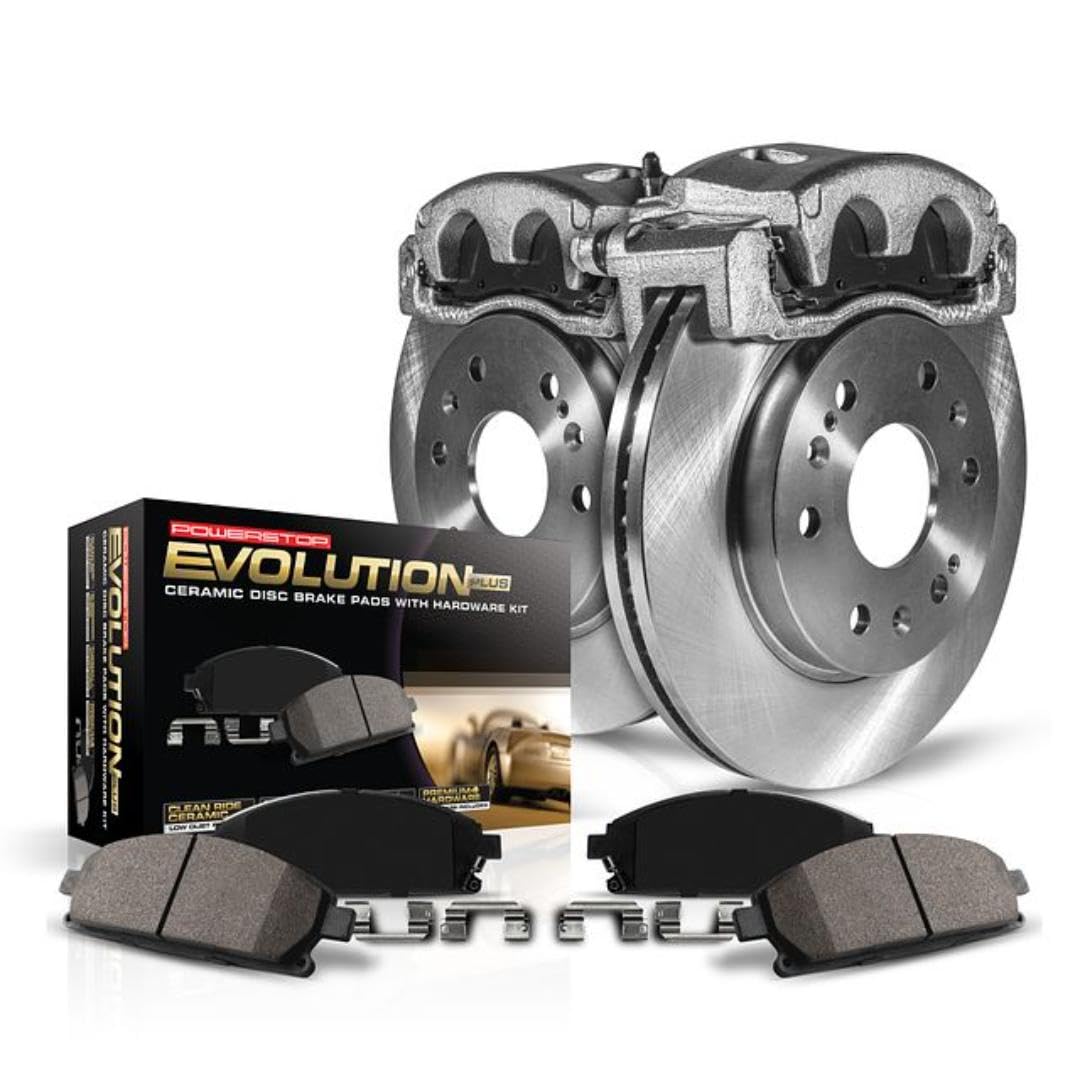 Photo 1 of **It is used, it is missing parts, it is not known if it works 100%.**Power Stop KCOE5806 Stock Replacement Front Brake Kit-Drilled/Slotted Rotors, Ceramic Brake Pads & Calipers For Hyundai Tucson 2010-2011, Kia Sportage 2011 [Model Specific]