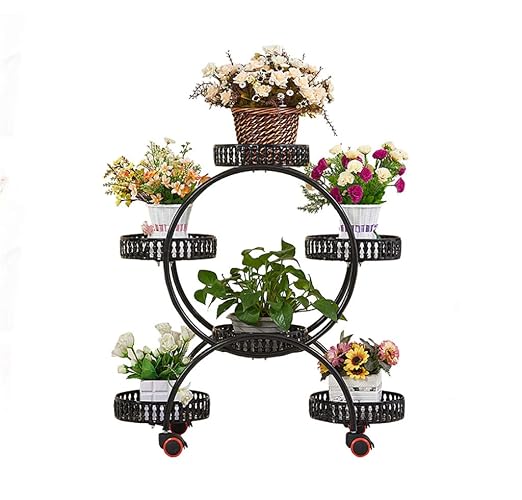 YXWa Puesto de Plantas Soporte para macetas de Hierro de 3 Niveles ...